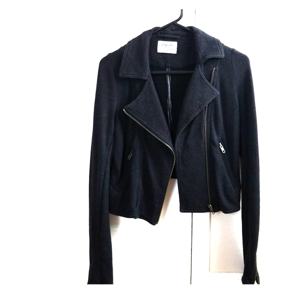 LUCKY BRAND cropped knit moto jacket